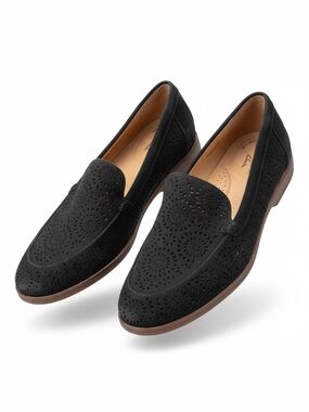 NWOB Clarks Trish Calla Black Suede Comfort Loafers Slip-On Flats Size 11